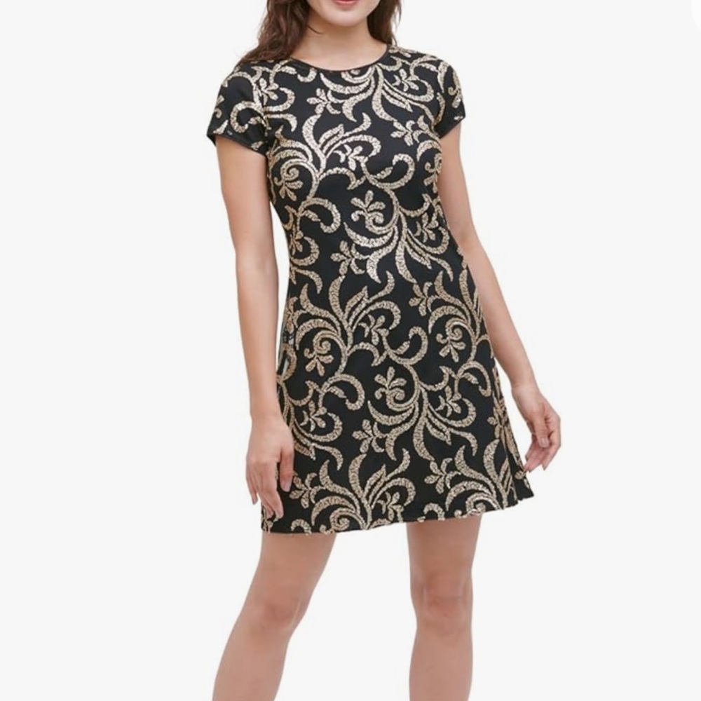 Kensie Black Sequined Dress Size 12 Excellent Like New Condition